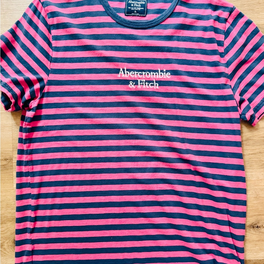 Abercrombie & Fitch Vintage Pink and Navy Striped Kids Tee